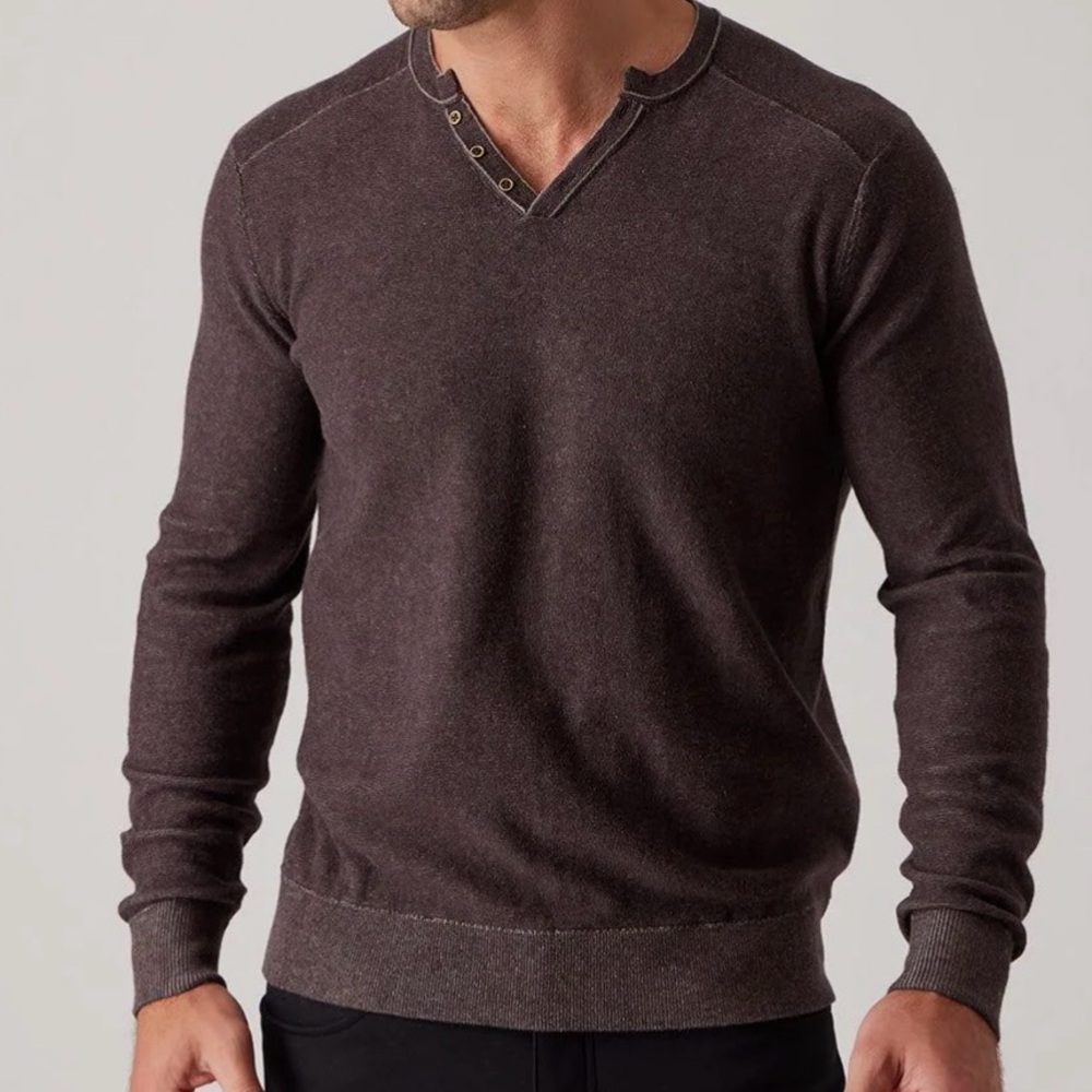 Raffi - NWT men’s Reversible Venley Sweater wineberry grey V- neck 100% cotton M